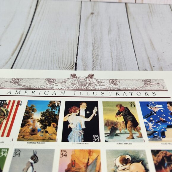 US American Illustrators Stamp Sheet of 20 34c MNH Rockwell 2000 - Picture 5 of 6